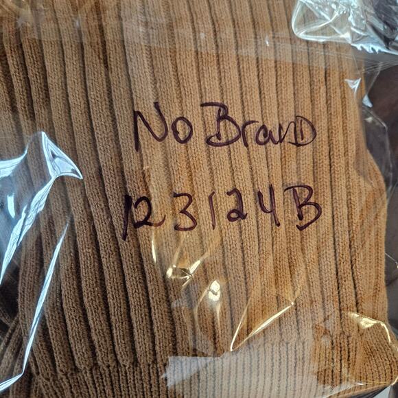 NWOT Light Brown Zipper Front Ribbed Mini Sweater Dress Sz Large - Picture 11 of 11